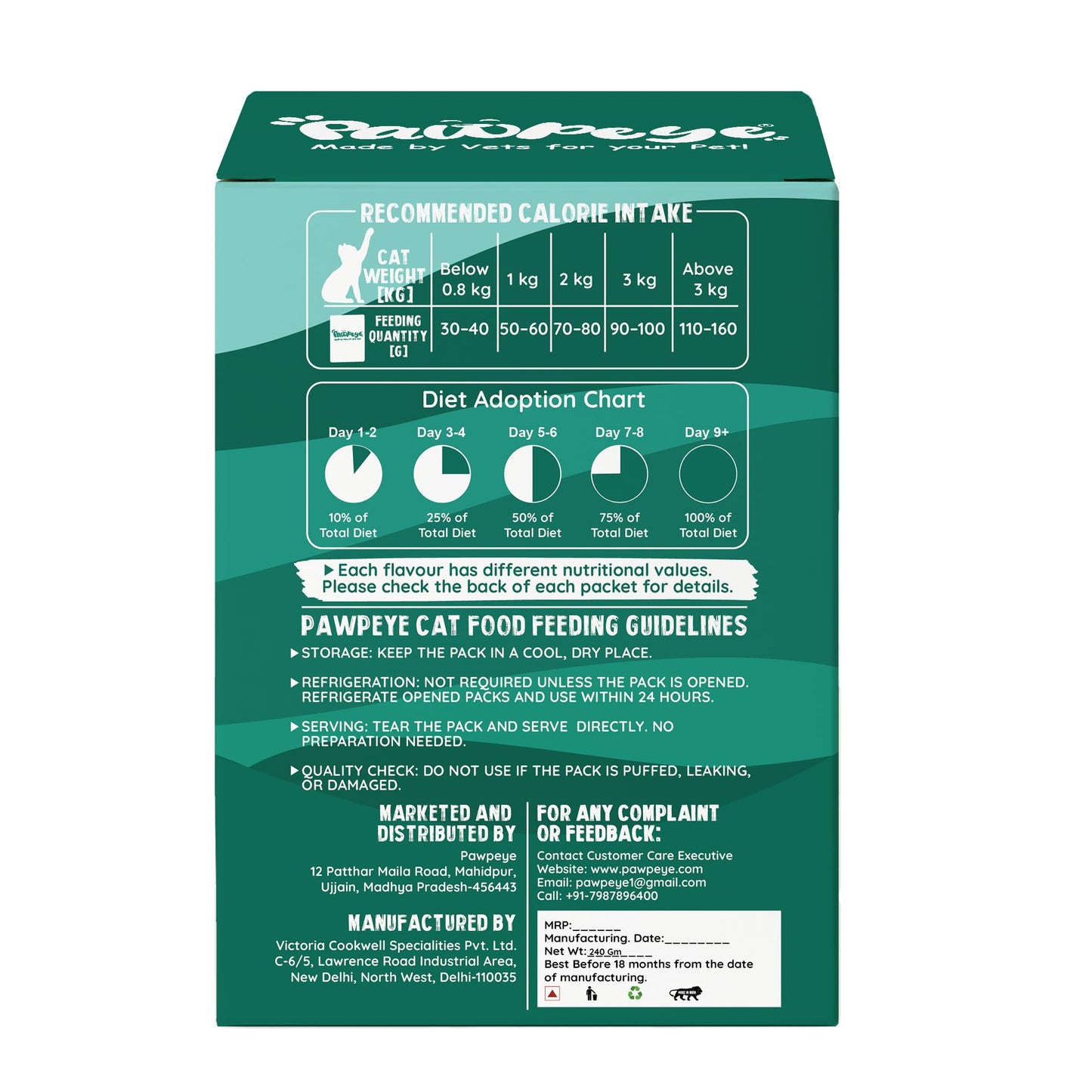 Trial Box Cat Wet Food Adult & Kitten - 3 Flavors -Pack of 3 (240g, 80g Each)- Grain Free, No Preservatives, No fillers | Pawpeye, Tasty Yet Healthy Wet Cat Food, Made by Vets Even for Fussy Eaters