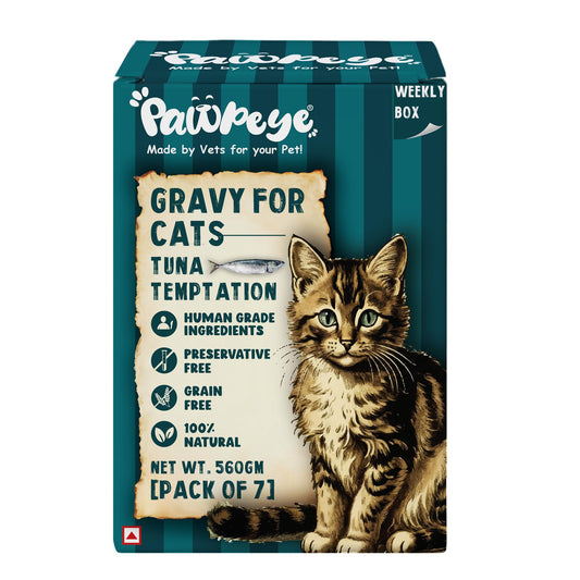 Pawpeye - Tuna Temptation - Weekly Box - Pack of 7 (560g, 80g Each) - Grain Free, No Preservatives, No fillers|Tasty Yet Healthy Wet Cat Food, Made by Vets Even for Fussy Eaters