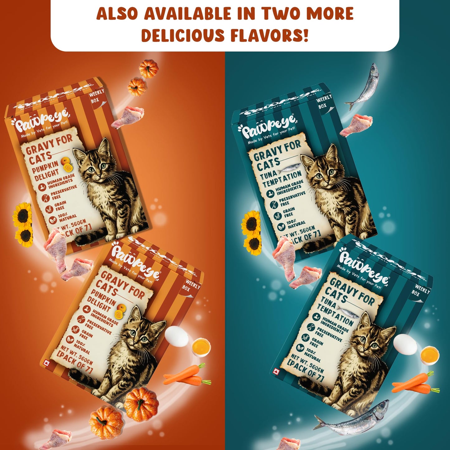 Pawpeye - Liver Purrfection - Weekly Box - Pack of 7 (560g, 80g Each) - Grain Free, No Preservatives, No fillers|Tasty Yet Healthy Wet Cat Food, Made by Vets Even for Fussy Eaters