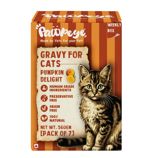 Pawpeye - Pumpkin Delight - Weekly Box - Pack of 7 (560g, 80g Each) - Grain Free, No Preservatives, No fillers|Tasty Yet Healthy Wet Cat Food, Made by Vets Even for Fussy Eaters