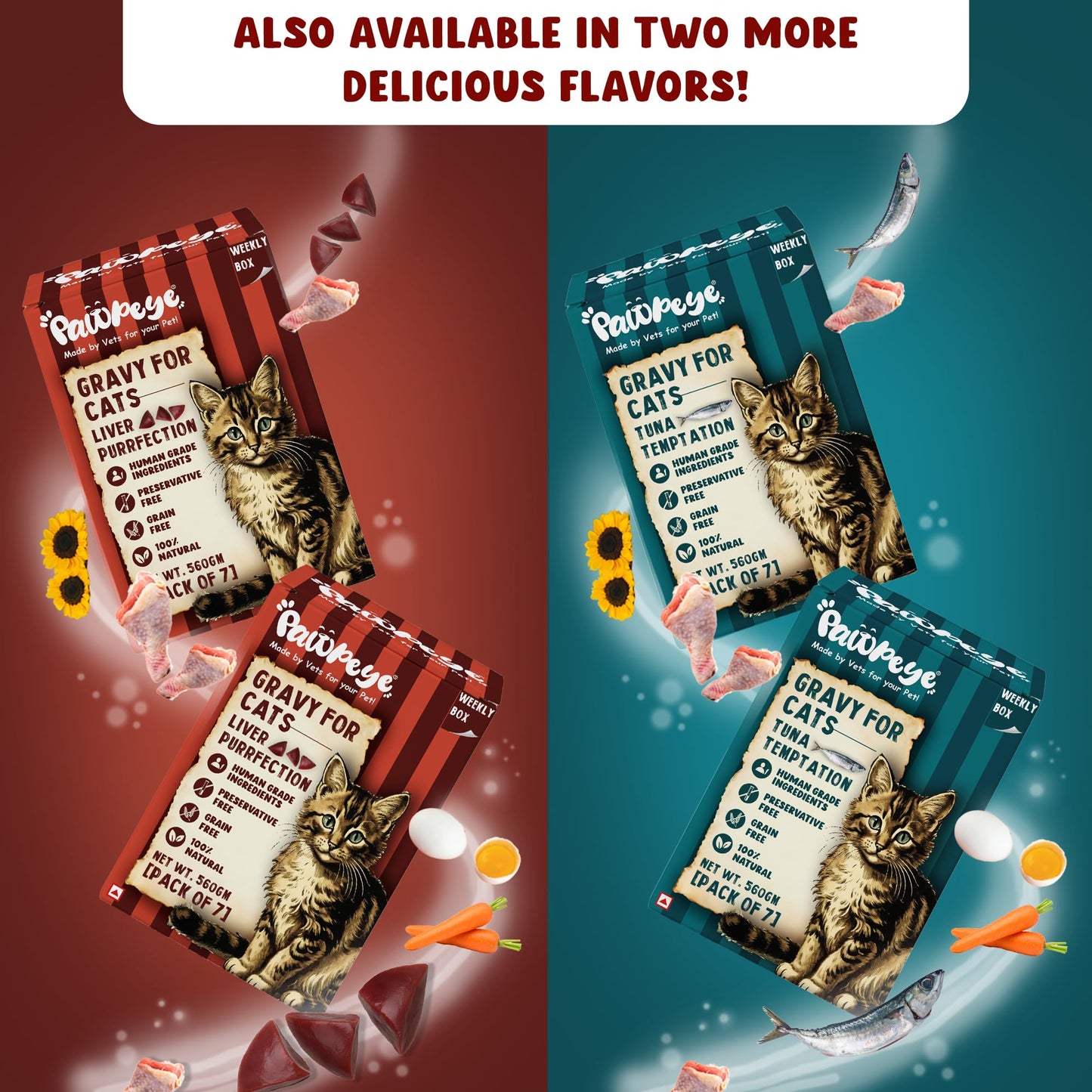 Pawpeye - Pumpkin Delight - Weekly Box - Pack of 7 (560g, 80g Each) - Grain Free, No Preservatives, No fillers|Tasty Yet Healthy Wet Cat Food, Made by Vets Even for Fussy Eaters