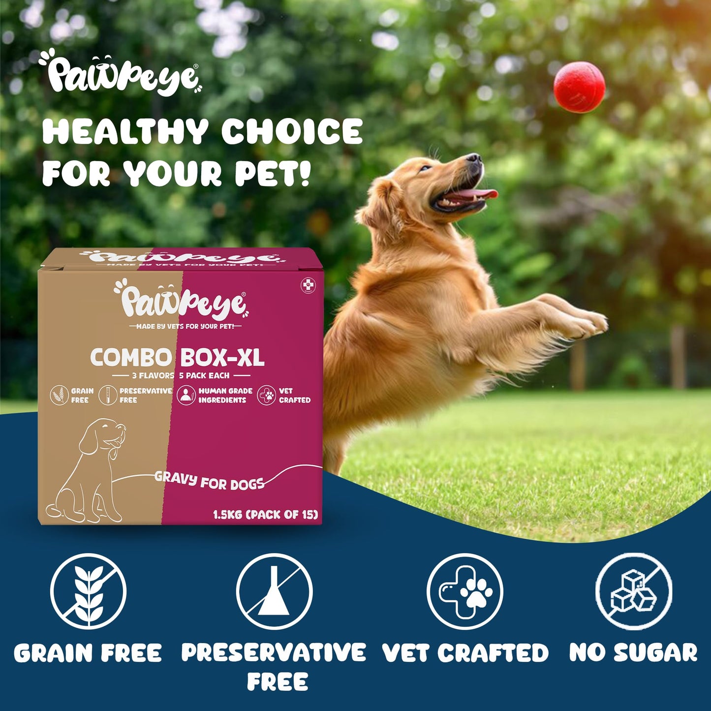 Pawpeye Wet Dog Food Combo Boxes (3 Flavours–Chicken, Lamb, Pineapple) | 100g Each | Premium Gravy Meal for Adult Dogs | Vet Formulated, Human-Grade, Grain-Free, Preservative-Free