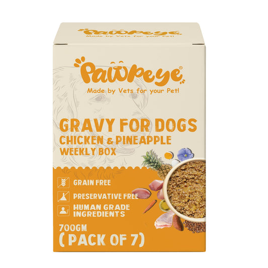 Pawpeye Wet Dog Food Weekly Box(Pack of 7)-Chicken & Pineapple Flavour | 100g each | for Adult Dogs & Puppies | Vet-Formulated, Human-Grade, Grain & Preservative-Free, 100% Natural
