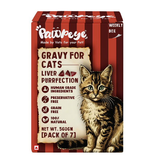 Pawpeye - Liver Purrfection - Weekly Box - Pack of 7 (560g, 80g Each) - Grain Free, No Preservatives, No fillers|Tasty Yet Healthy Wet Cat Food, Made by Vets Even for Fussy Eaters