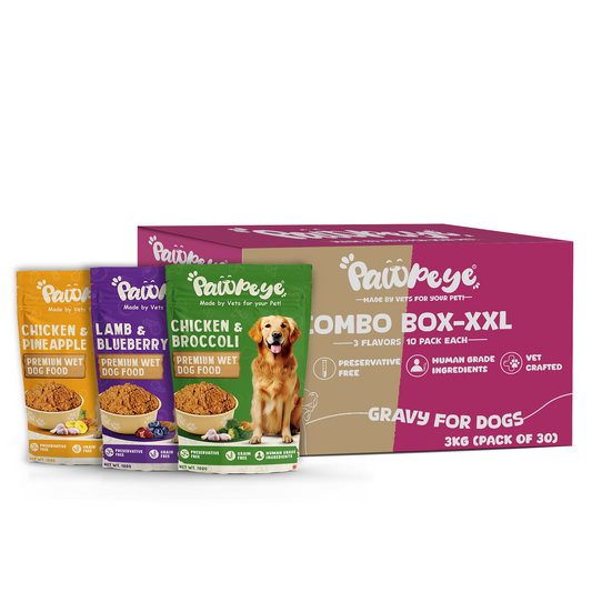 Pawpeye Combo Box XXL – 30 Pack Wet Dog Food (3 Mixed Flavours) | 100g Each | Human-Grade, Grain-Free, Preservative-Free