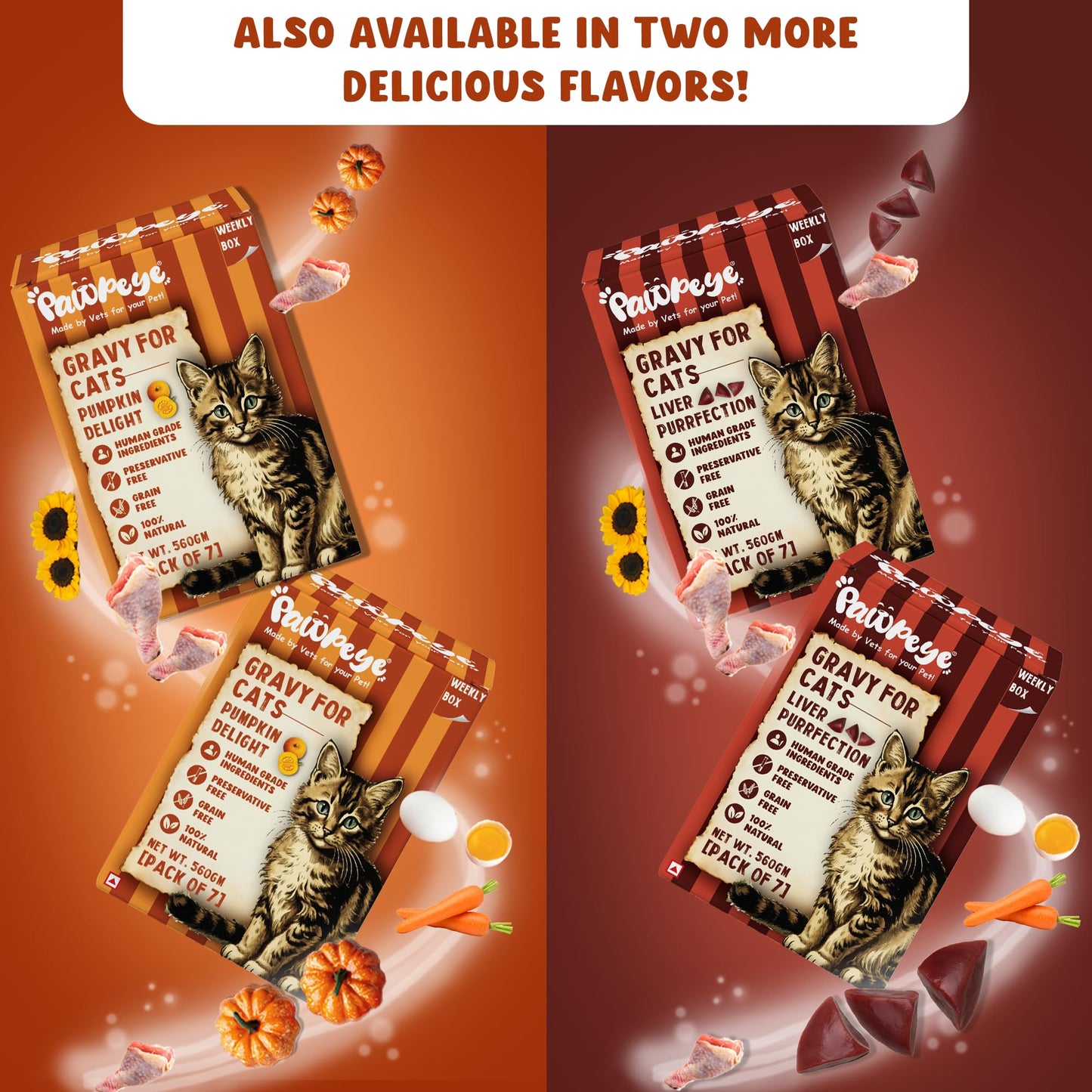 Pawpeye - Tuna Temptation - Weekly Box - Pack of 7 (560g, 80g Each) - Grain Free, No Preservatives, No fillers|Tasty Yet Healthy Wet Cat Food, Made by Vets Even for Fussy Eaters