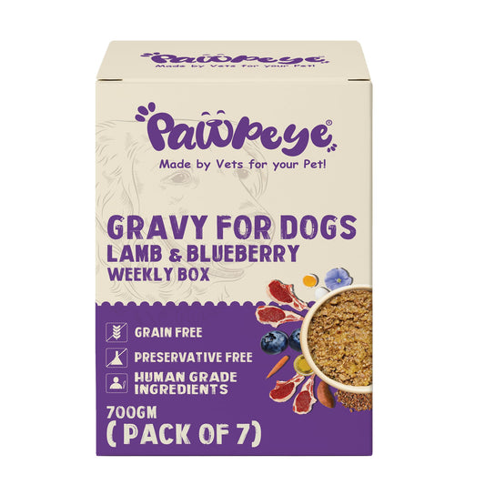 Pawpeye Wet Dog Food Weekly Box(Pack of 7)-Lamb & Blueberry Flavour | 100g each | for Adult Dogs & Puppies | Vet-Formulated, Human-Grade, Grain & Preservative-Free, 100% Natural