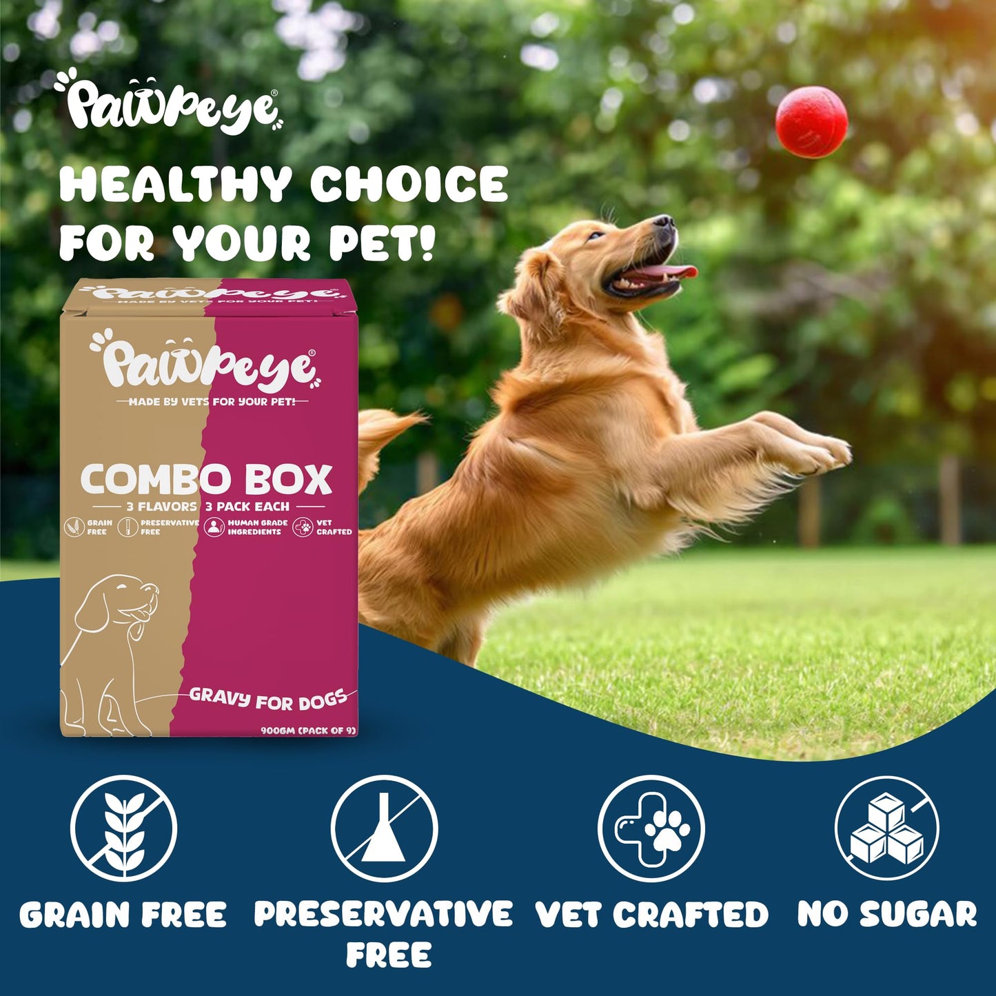 Pawpeye Wet Dog Food Combo Boxes (3 Flavours–Chicken, Lamb, Pineapple) | 100g Each | Premium Gravy Meal for Adult Dogs | Vet Formulated, Human-Grade, Grain-Free, Preservative-Free