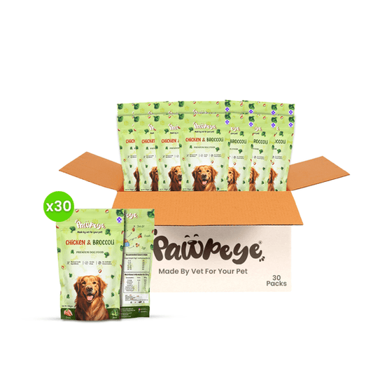 Pawpeye Gravy for Dogs - Chicken & Broccoli Flavour - Monthly Box (30 packs) - Premium Wet Food for Dog