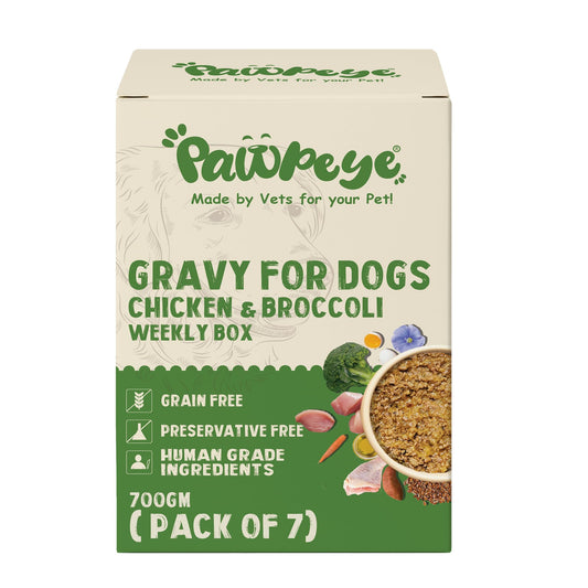Pawpeye Wet Dog Food Weekly Box(Pack of 7)-Chicken & Broccoli Flavour | 100g each | for Adult Dogs & Puppies | Vet-Formulated, Human-Grade, Grain & Preservative-Free, 100% Natural